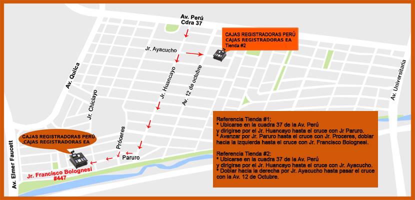 Mapa de ubicación Cajas Registradoras Perú
